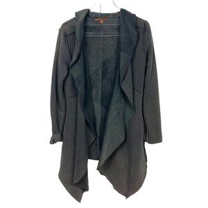 Anama Open Front Jacket Gray Womens Small Cozy Pockets Waterfall Cardigan